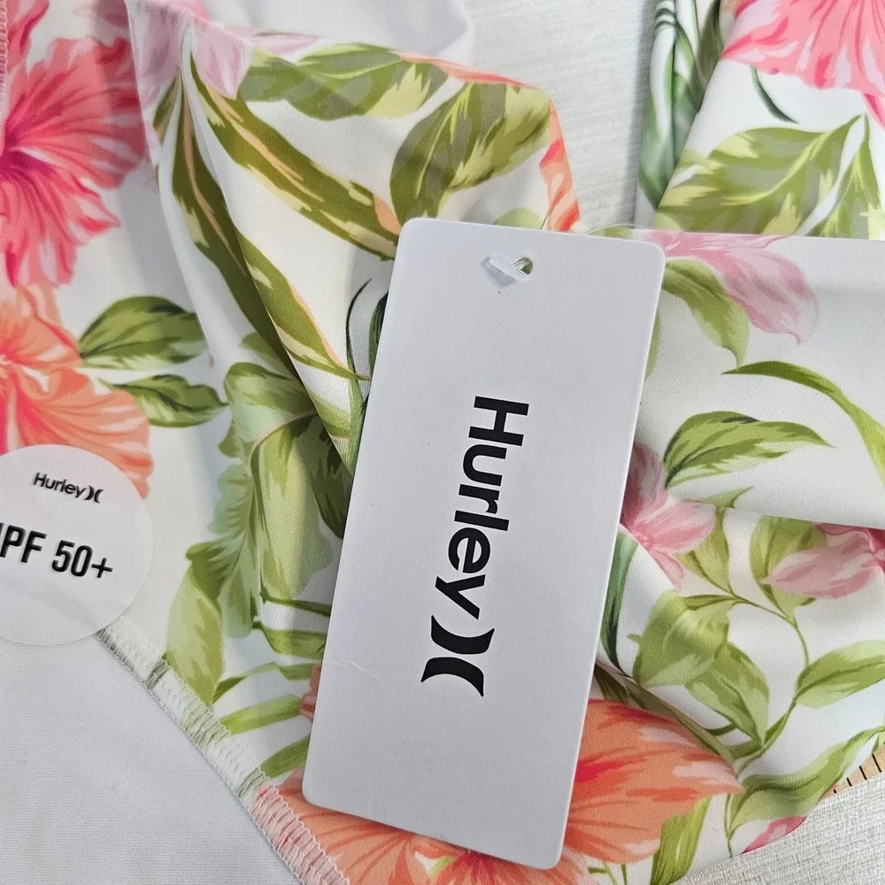 Hurley Womens Rash Guard and Swim Shorts Set Floral UPF 50 sz XL beach vacation - Picture 11 of 15